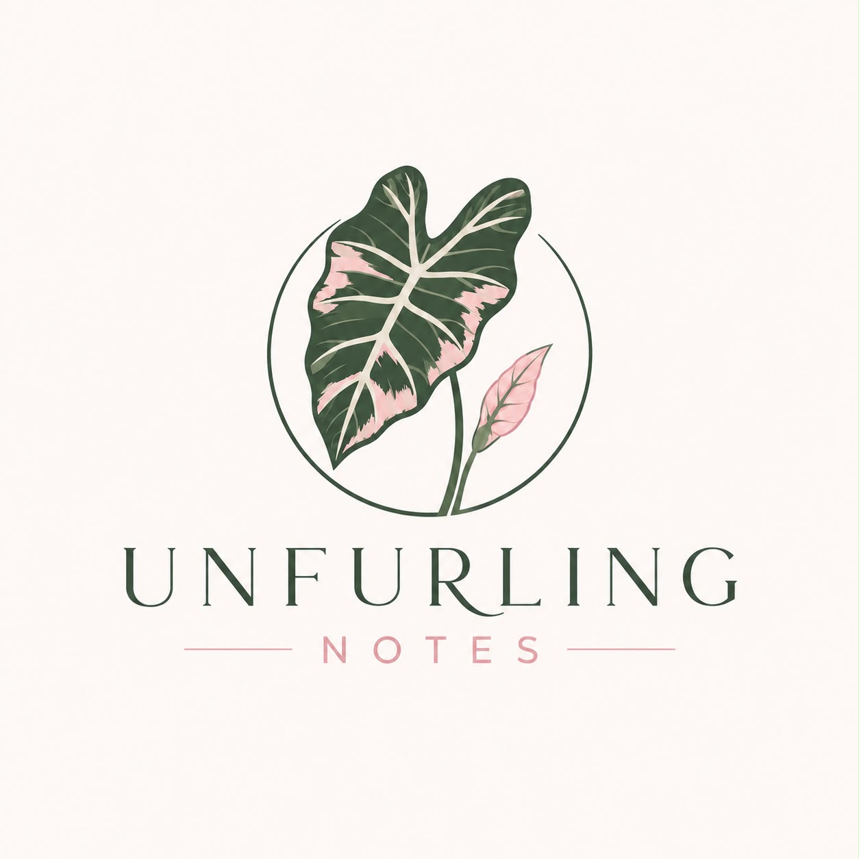 Unfurling Notes botanical logo